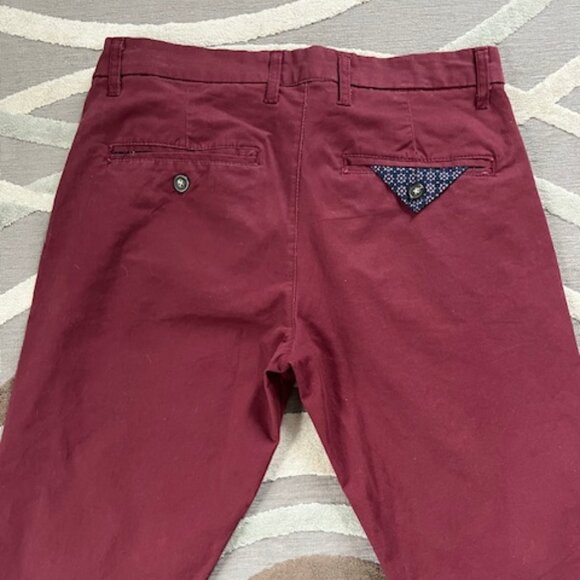 Across The Pond Men's Burgundy Cotton Chino Pants 32x30 Signature Line - Picture 5 of 11